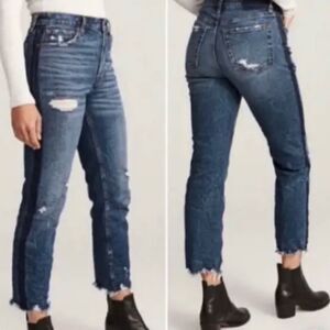 Abercrombie & Fitch Simone high rise ankle straight leg fray hem jeans sz 27/4r